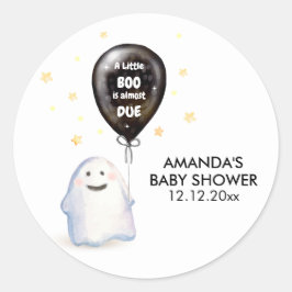 Pegatina Redonda Whimsical Little Boo Balloon Baby Shower