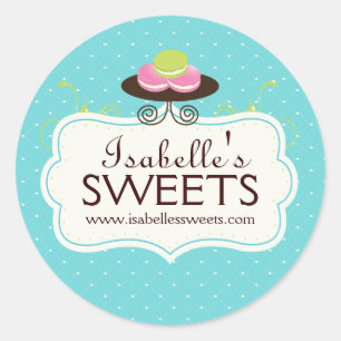 Pegatina Redonda Whimsical Macaron Labels