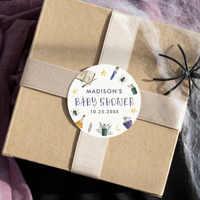 Pegatina Redonda Whimsical Magic Potions Halloween Baby Shower (Subido por el creador)