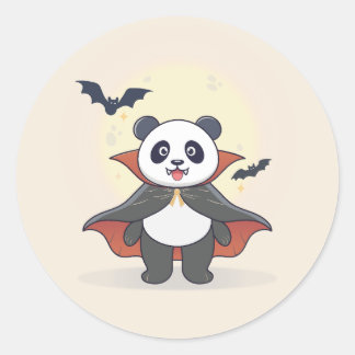 Pegatina Redonda Whimsical Panda Wizard with Magic Hat