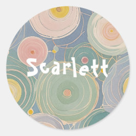 Pegatina Redonda Whimsical Pastel Whirls