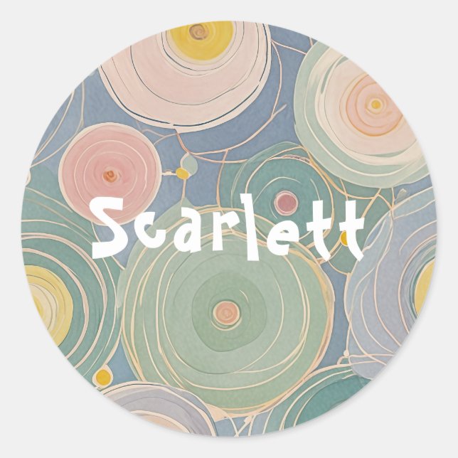 Pegatina Redonda Whimsical Pastel Whirls (Anverso)