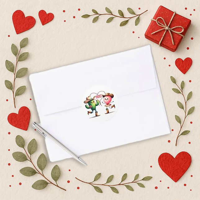 Pegatina Redonda Whimsical Pink Kawaii Cactus and Balloon Design (Subido por el creador)