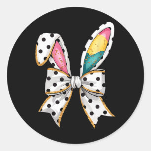 Pegatina Redonda Whimsical Polka Dot Bow Oars Easter Sunday