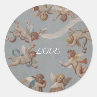 Pegatina Redonda Whimsical Renaissance Cherubs