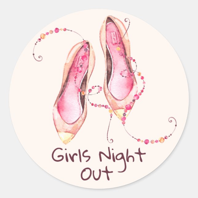 Pegatina Redonda Whimsical Shoes "Chicas Night Out" (Anverso)