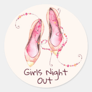 Pegatina Redonda Whimsical Shoes "Chicas Night Out"