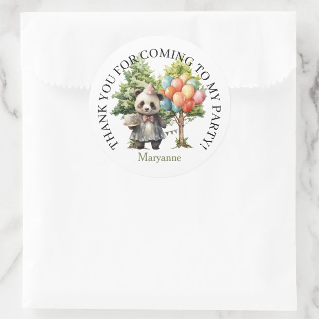 Pegatina Redonda Whimsical Watercolor Forest Birthday (Bolso)