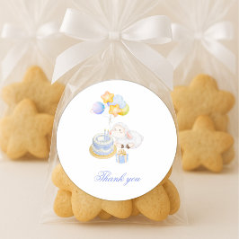 Pegatina Redonda Whimsical Watercolor Lamb Birthday Stickers 