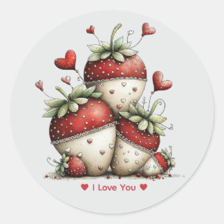 Pegatina Redonda Whimsical Watercolor Strawberries Sticker