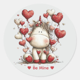 Pegatina Redonda Whimsical Watercolor Unicorn Love Sticker