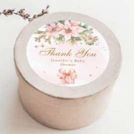 Pegatina Redonda Whimsical Winter chica baby ducha gracias