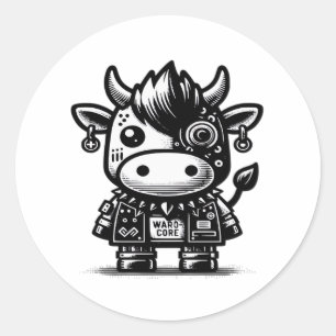 Pegatina Redonda Whimsigog Cyborg Vintage Art Design Classic