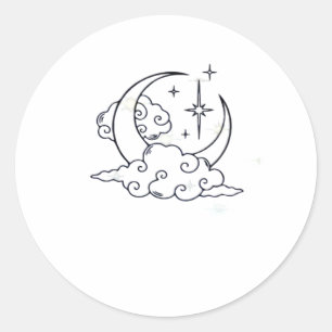 Pegatina Redonda Whimsigoth Clouds Moon WitchClassic