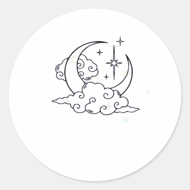 Pegatina Redonda Whimsigoth Clouds Moon WitchClassic (Anverso)