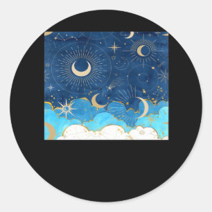 Pegatina Redonda Whimsigoth Clouds Sun Moon WitchClassic