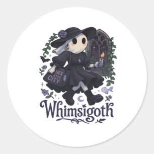 Pegatina Redonda Whimsigoth Con Clásico De Ciudad – Magia Urbana Se