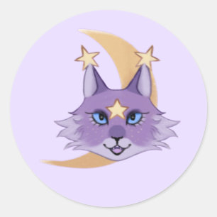 Pegatina Redonda Whimsigoth de Gato de Estrella Artsy