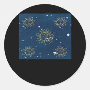 Pegatina Redonda Whimsigoth Night Sky Sun Moon Witchen Classic Desi