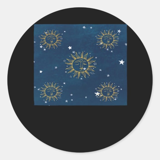 Pegatina Redonda Whimsigoth Night Sky Sun Moon Witchen Classic Desi (Anverso)