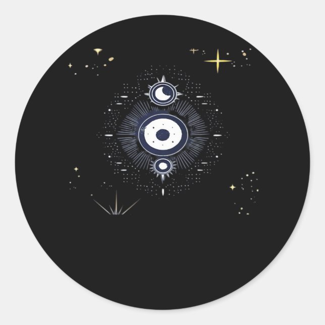 Pegatina Redonda Whimsigoth Night Sky Sun Moon Witchy Classic Vinta (Anverso)