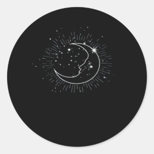 Pegatina Redonda Whimsigoth Starry Night Moon WitchClassic