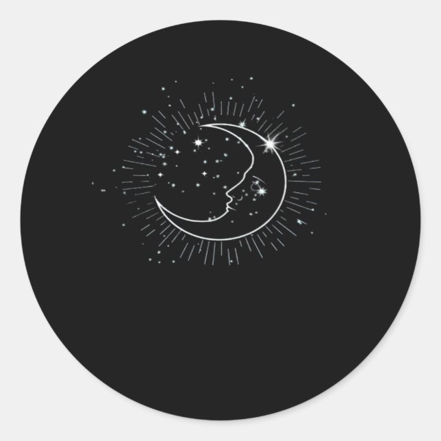 Pegatina Redonda Whimsigoth Starry Night Moon WitchClassic (Anverso)