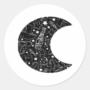 Pegatina Redonda Whimsigoth Witch Moon Wicca Kawaii Gótico Tattoo A