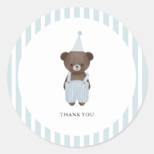 Pegatina Redonda Whimy blue teddy bear gracias