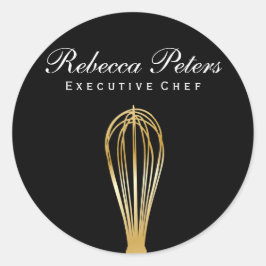 Pegatina Redonda Whisk (oro) | Maestro culinario