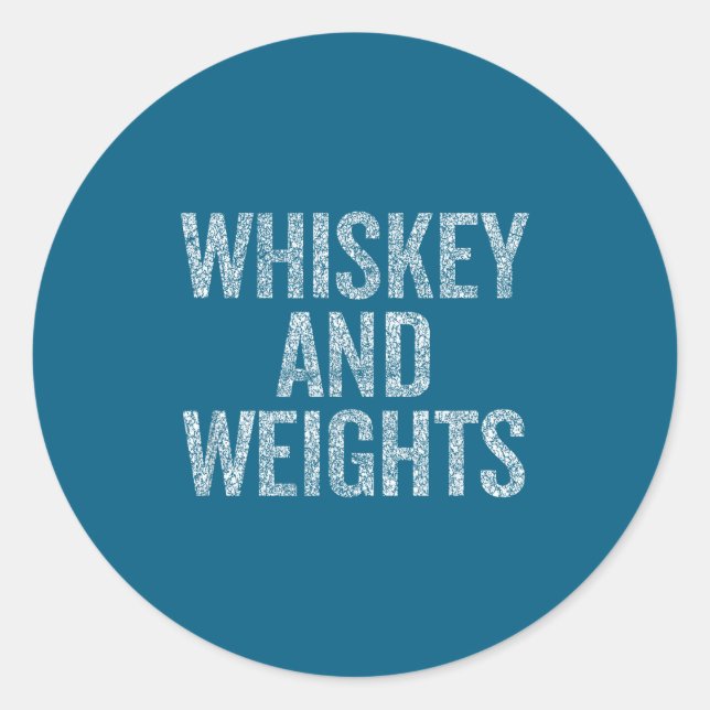 Pegatina Redonda Whiskey And Weights No Carbs Funny Gym Slogan  (Anverso)