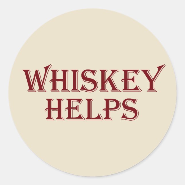 Pegatina Redonda Whiskey ayuda a las citas de whisky con alcohol gr (Anverso)