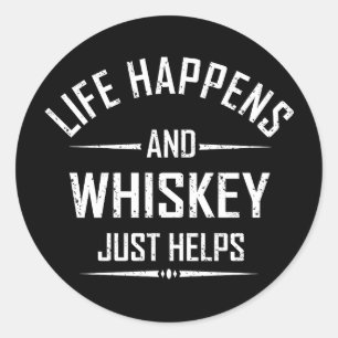 Pegatina Redonda Whiskey ayuda a las citas divertidas a beber dicho