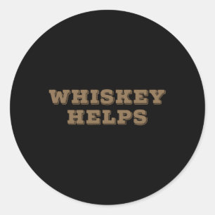 Pegatina Redonda Whiskey Ayuda Y Alcohólico