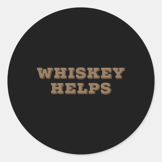 Pegatina Redonda Whiskey Ayuda Y Alcohólico (Anverso)