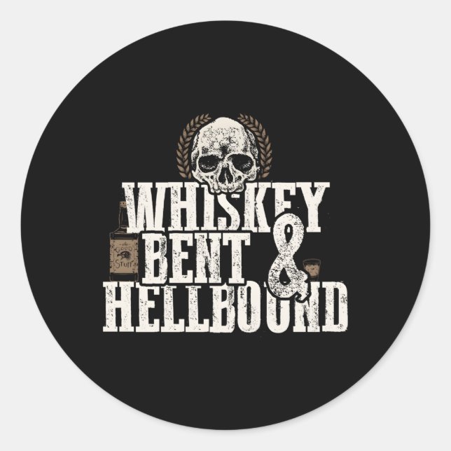 Pegatina Redonda Whiskey Bent Y Hellbound Molests Biker Style (Anverso)