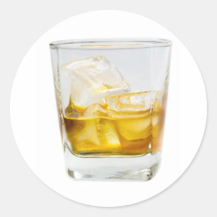 Pegatina Redonda Whiskey en las rocas