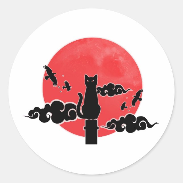 Pegatina Redonda Whisper of the Red Moon (Anverso)