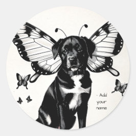 Pegatina Redonda Whispers of Wings | Custom dog art