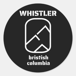 Pegatina Redonda Whistler Columbia Británica Canadá Esquí Snowboard