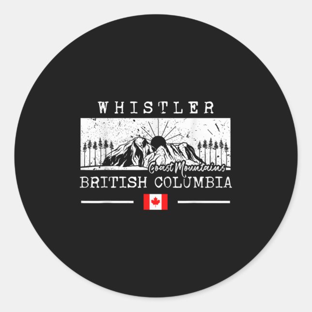 Pegatina Redonda Whistler Mountain Canada Ski Resort Skiing British (Anverso)