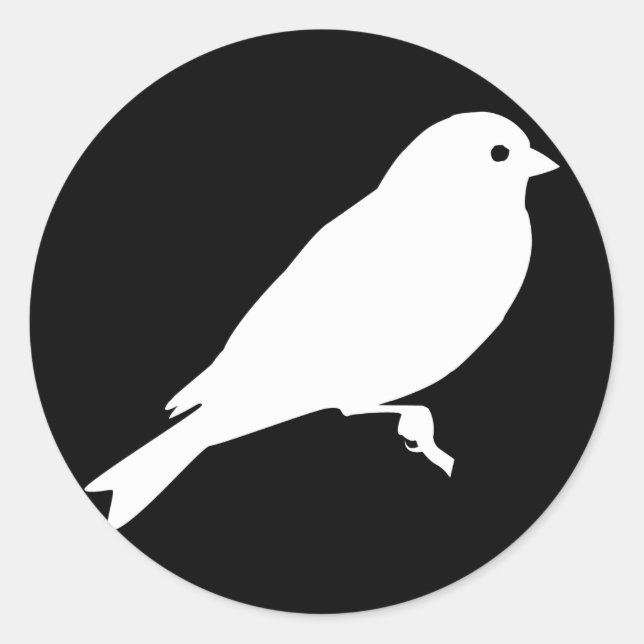 Pegatina Redonda White American Goldfinch Silhouette (Anverso)