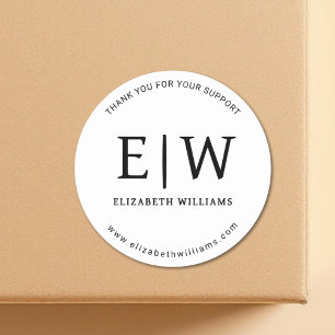 Pegatina Redonda White Black Brands Business Company Gracias