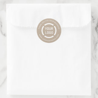 Pegatina Redonda White company logo thank you kraft stickers