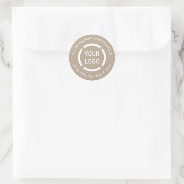 Pegatina Redonda White company logo thank you kraft stickers (Bolso)