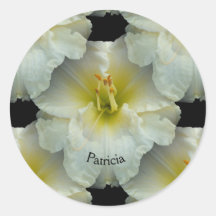 White Daylily con el patrón de mosaico amarillo/si