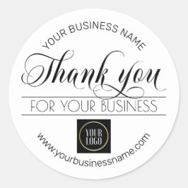 Pegatina Redonda White de Negros de Negocios Gracias | añadir LOGO