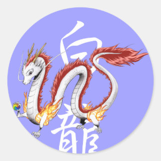 Pegatina Redonda White Dragon -Sticker-