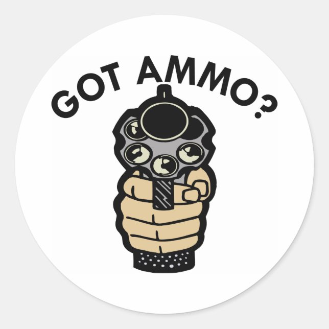 Pegatina Redonda White Got Ammo Pistol (Anverso)