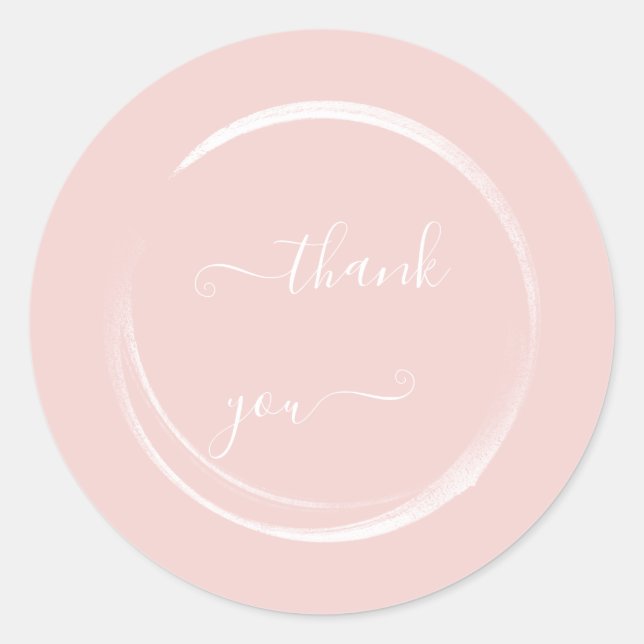 Pegatina Redonda White Gracias a White Powder Favor Rosa (Anverso)